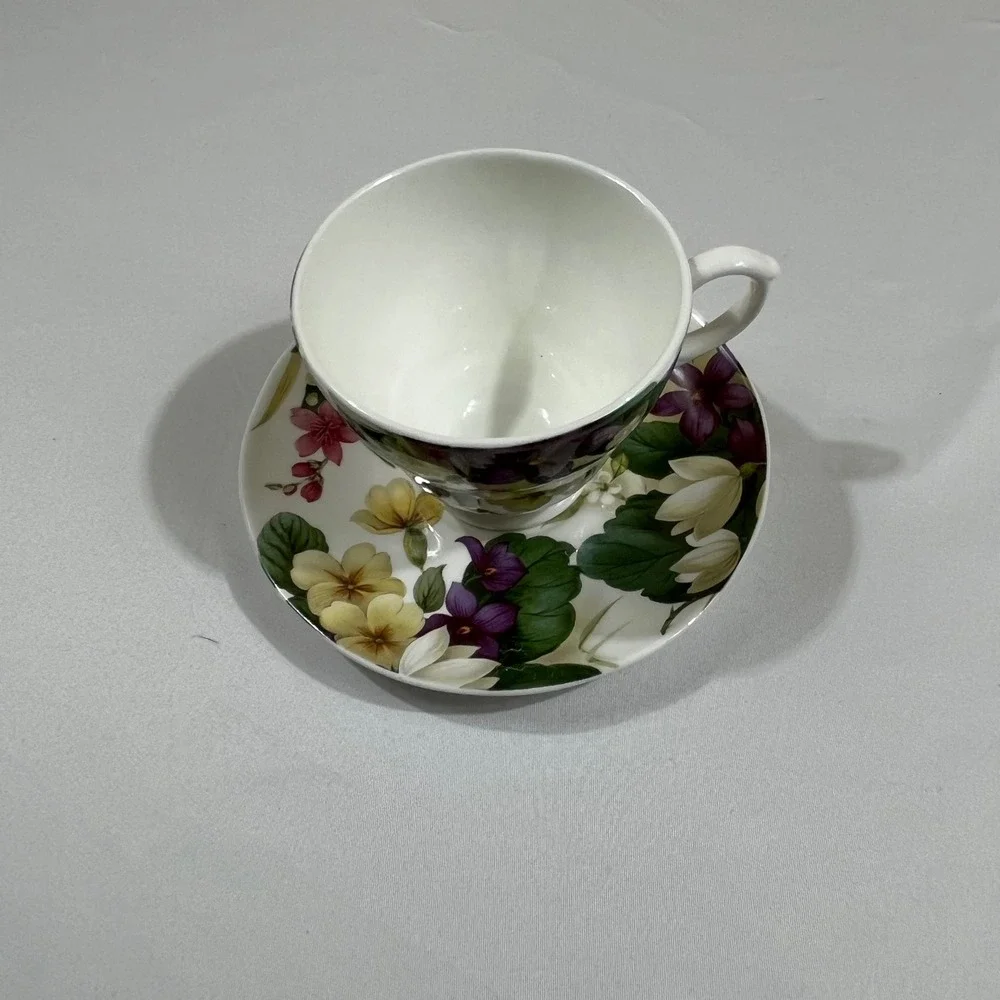 Sadler Tea Cup Saucer Set Multicolor Floral Wellington Bone China
